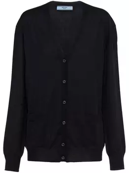 Prada кашемировый кардиган с V-образным вырезом, черный