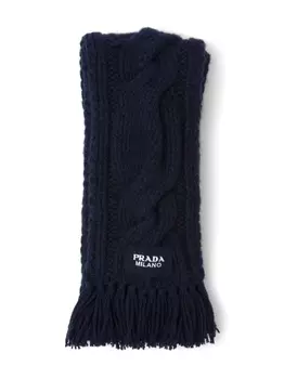 Prada кашемировый шарф фактурной вязки, синий