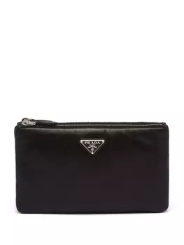 Prada клатч с двумя отделениями и логотипом, черный