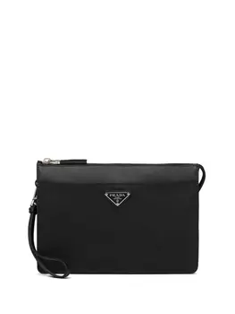 Prada клатч с логотипом, черный