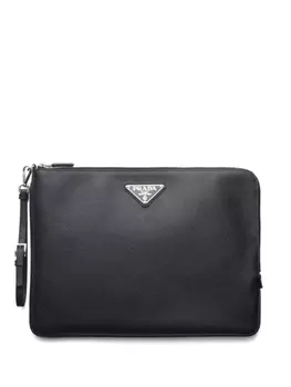 Prada клатч с логотипом, черный