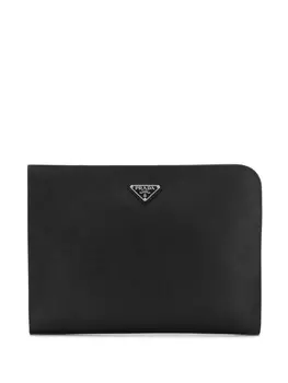 Prada клатч с логотипом, черный