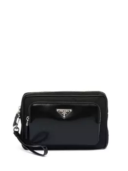 Prada клатч с логотипом, черный