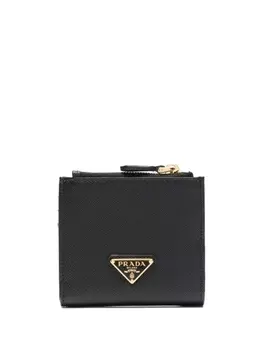 Prada компактный кошелек с логотипом, черный