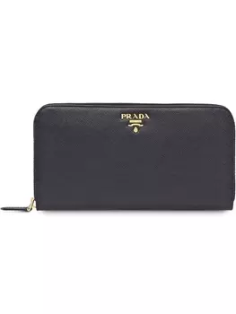 Prada континентальный кошелек с круговой молнией, черный