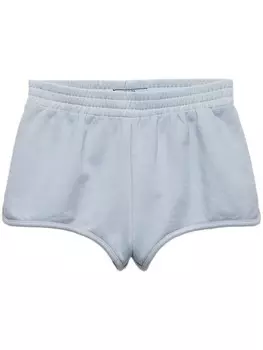 Prada короткие шорты из джерси с нашивкой, синий