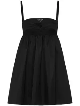 Prada короткое платье Re-Nylon с логотипом, черный