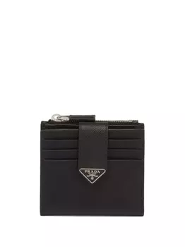 Prada кошелек из сафьяновой кожи с логотипом, черный