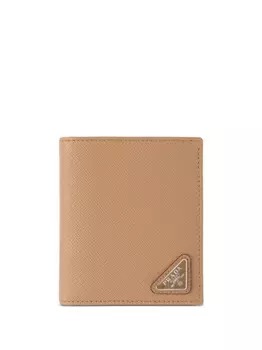 Prada кошелек из сафьяновой кожи с логотипом, нейтральный цвет