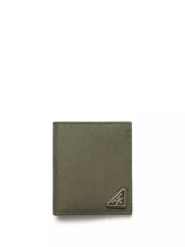 Prada кошелек из сафьяновой кожи с логотипом, зеленый