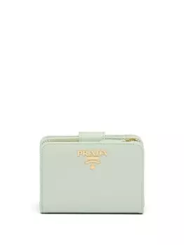 Prada кошелек из сафьяновой кожи с логотипом, зеленый