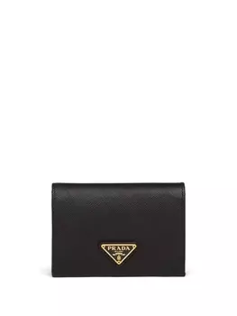 Prada кошелек из сафьяновой кожи с логотипом, черный