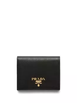 Prada кошелек из сафьяновой кожи с логотипом, черный
