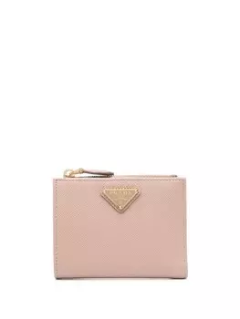 Prada кошелек из зернистой кожи с логотипом, розовый