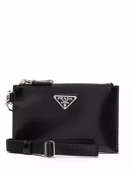 Prada кошелек на молнии с логотипом, черный