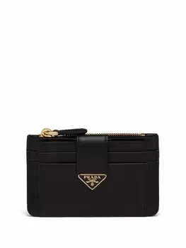 Prada кошелек на молнии с логотипом, черный