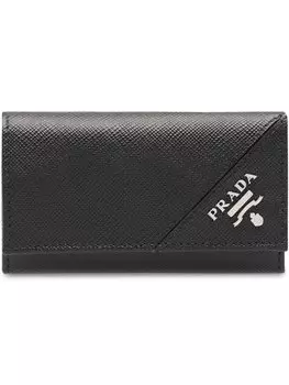 Prada кошелек с логотипом и брелоком, черный