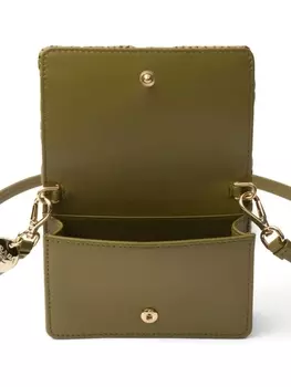 Prada кошелек с логотипом в виде треугольника с эмалью, зеленый