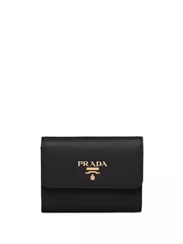 Prada кошелек с металлическим логотипом, черный