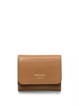 Prada кошелек с тисненым логотипом, коричневый
