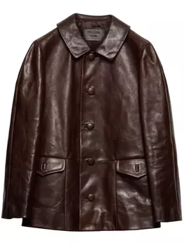 Prada кожаная куртка, коричневый