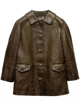 Prada кожаная куртка, зеленый