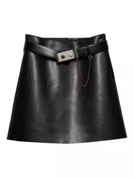 Prada кожаная мини-юбка с поясом, черный