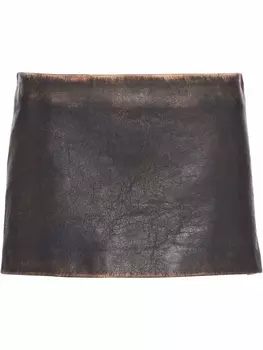 Prada кожаная мини-юбка с выцветшим эффектом, черный