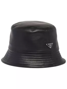 Prada кожаная панама с логотипом, черный