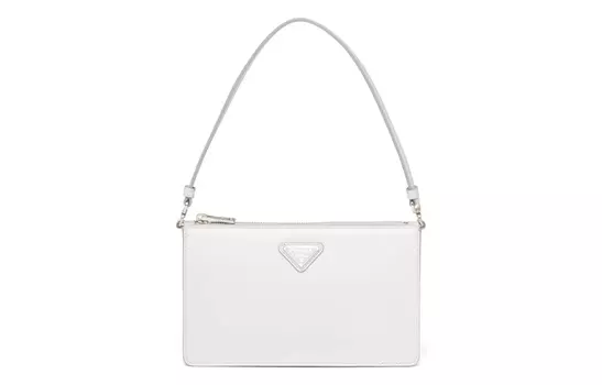 PRADA Кожаная сумка-мессенджер, женская, белая