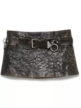 Prada кожаная юбка мини, черный