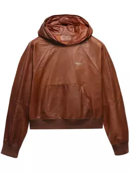 Prada кожаное худи, коричневый