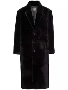 Prada кожаное пальто с логотипом, черный