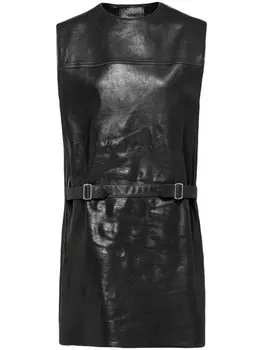 Prada кожаное платье мини без рукавов, черный