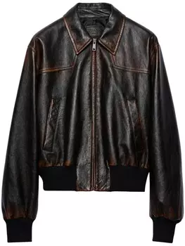 Prada кожаный бомбер, черный