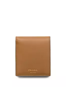 Prada кожаный кошелек с тисненым логотипом, коричневый