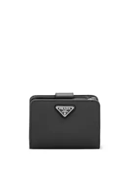 Prada кожаный кошелек с треугольным логотипом, черный
