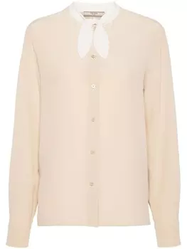 Prada креповая рубашка с логотипом, нейтральный цвет