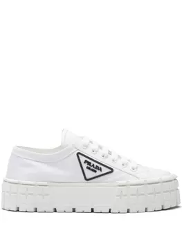 Prada кроссовки Double Wheel на платформе, белый