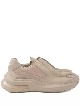 Prada кроссовки Systeme из кожи, нейтральный цвет