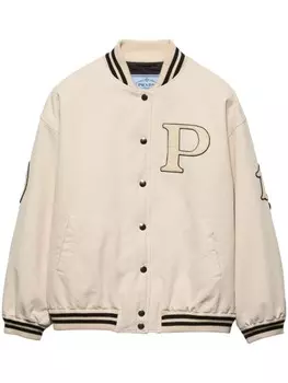 Prada куртка-бомбер из парусины с нашивками