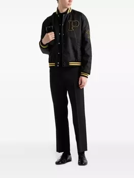 Prada куртка-бомбер с нашивками, черный