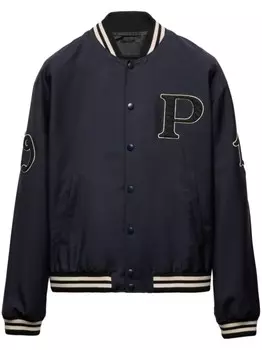 Prada куртка-бомбер с нашивками, синий