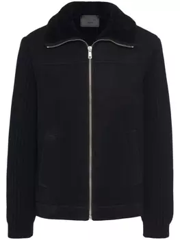 Prada куртка из шерпы с нашивкой-логотипом, черный