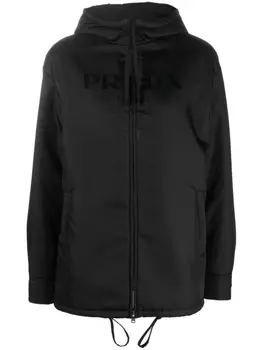 Prada куртка Re-Nylon с капюшоном, черный