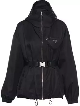 Prada куртка Re-Nylon с капюшоном, черный