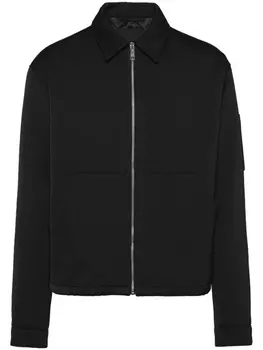 Prada куртка-рубашка с логотипом, черный