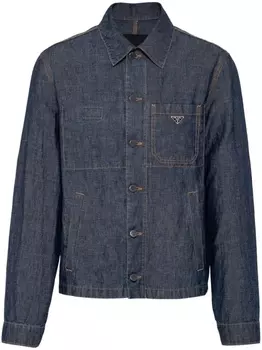 Prada куртка-рубашка с логотипом, синий