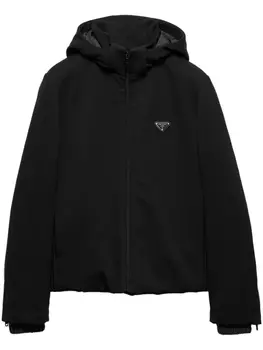 Prada куртка с капюшоном и логотипом, черный