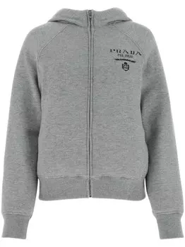 Prada куртка с логотипом-жаккардом, серый